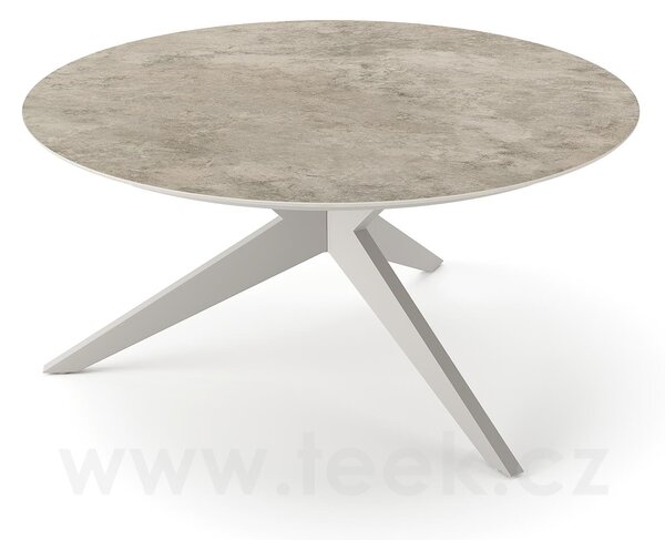 Jati Kebon Jídelní stůl Yate, Jati Kebon, kulatý 150x72,6 cm, rám hliník barva charcoal mat, deska keramika 12mm dekor Paladium Grey