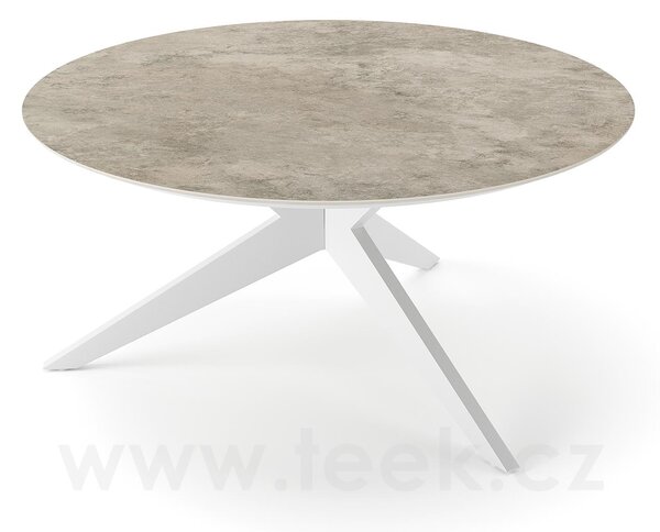 Jati Kebon Jídelní stůl Yate, Jati Kebon, kulatý 150x72,6 cm, rám hliník barva charcoal mat, deska keramika 12mm dekor Paladium Grey
