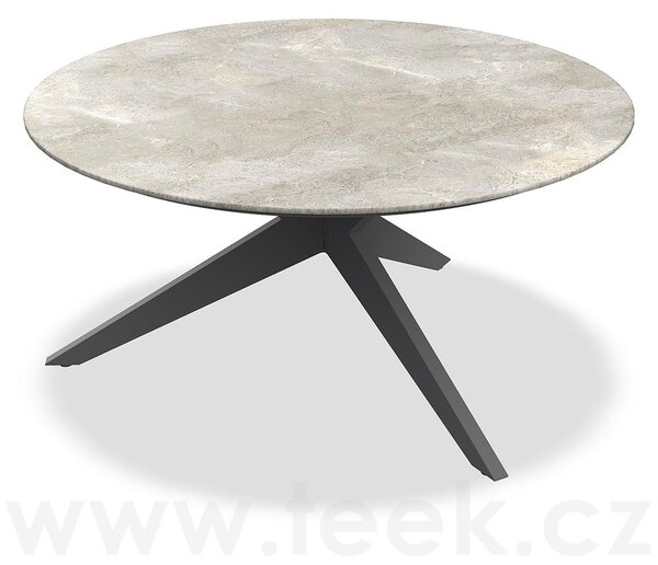 Jati Kebon Jídelní stůl Yate, Jati Kebon, kulatý 150x72,6 cm, rám hliník barva charcoal mat, deska keramika 12mm dekor Paladium Grey