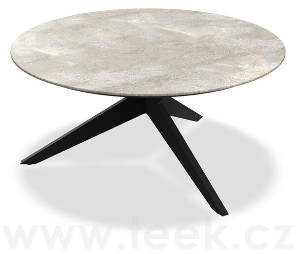 Jati Kebon Jídelní stůl Yate, Jati Kebon, kulatý 150x72,6 cm, rám hliník barva charcoal mat, deska keramika 12mm dekor Paladium Grey