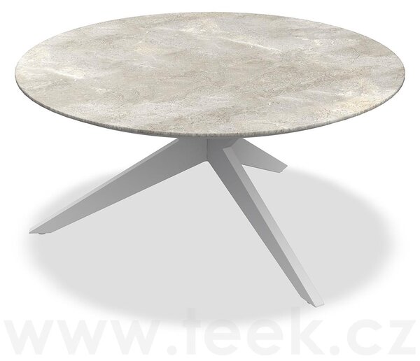 Jati Kebon Jídelní stůl Yate, Jati Kebon, kulatý 150x72,6 cm, rám hliník barva charcoal mat, deska keramika 12mm dekor Paladium Grey