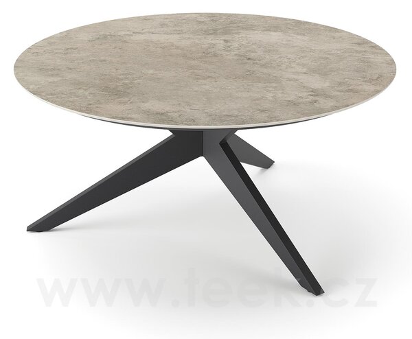 Jati Kebon Jídelní stůl Yate, Jati Kebon, kulatý 150x72,6 cm, rám hliník barva charcoal mat, deska keramika 12mm dekor Paladium Grey