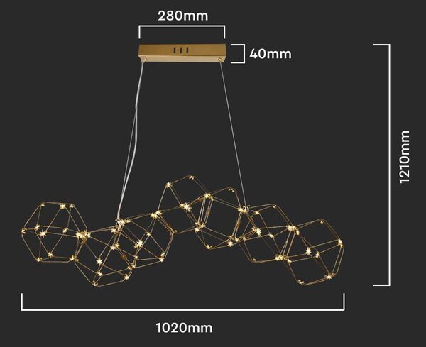 LED Solution Zlaté závěsné LED svítidlo designové 102cm 28W 15339