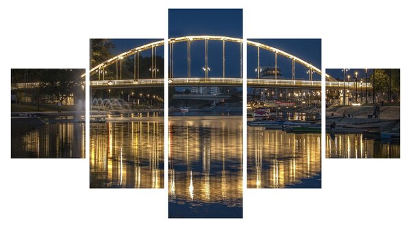 Obraz mostu s fontánou (125x70 cm)