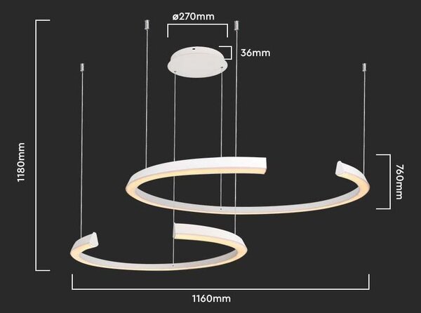 LED Solution Bílé závěsné LED svítidlo designové 116cm 48W stmívatelné Barva světla: Denní bílá 14993