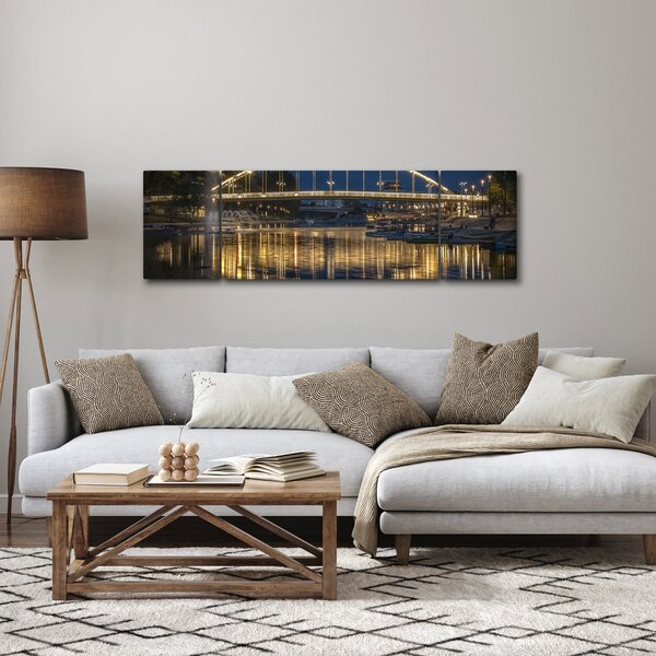 Obraz mostu s fontánou (170x50 cm)