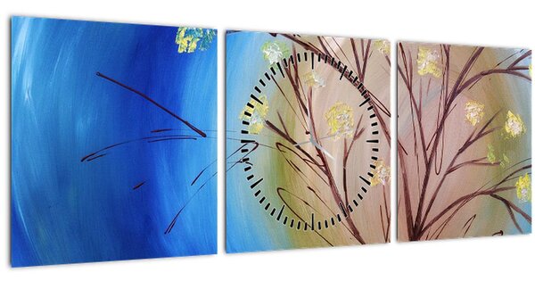 Obraz - Strom zakrývající slunce (s hodinami) (90x30 cm)