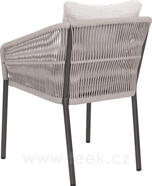 Stern Stohovatelné jídelní křeslo Jella, Stern, 62x65x88 cm, rám lakovaný hliník antracit mat, lankový výplet Stone, polstry 100% akryl Vanilla