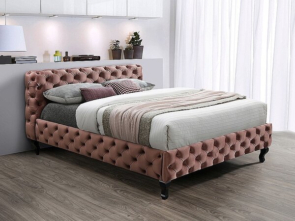 SIGNAL SIG Čalouněná postel HERRERA velvet růžová 160x200