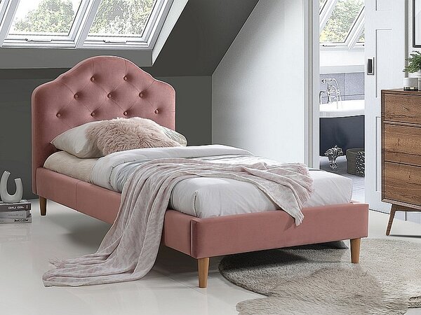SIGNAL Čalouněná postel CHLOE velvet růžová 90x200