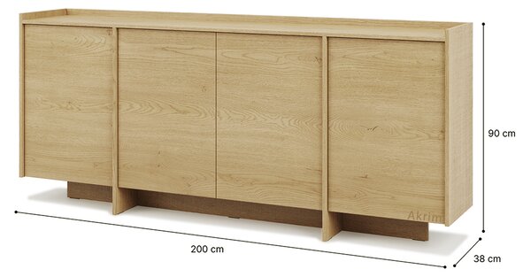 Komoda JAPANDI K4D | 200 cm | dub cremona | otevírání PUSH-OPEN