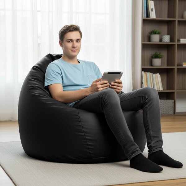 Sedací pytel Primabag Mega Sako ekokůže černá