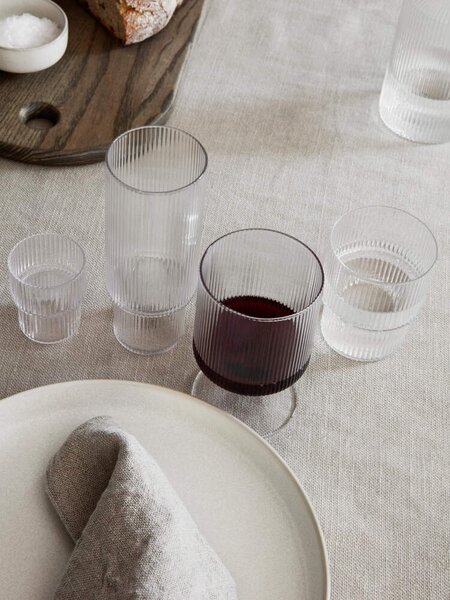 Ferm Living Sklenice na panáky Ripple set 4ks, clear
