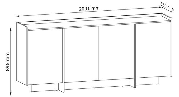 Komoda JAPANDI K4D | 200 cm | baltic storm | otevírání PUSH-OPEN