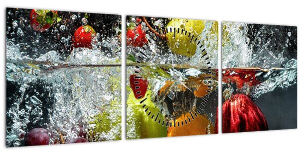Obraz - Ovoce (s hodinami) (90x30 cm)