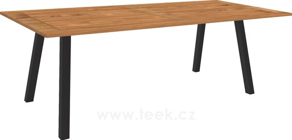Stern Jídelní stůl Interno, Stern, obdélníkový 220x100x75 cm, profil nohou čtvercový, rám šedočerný (anthracite), deska teak