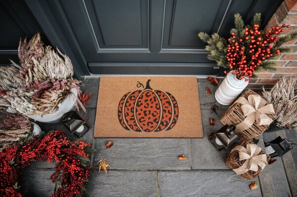 Hanse Home, DOPRODEJ: 45x70 cm Rohožka Halloween oranžová tykev 105706 - na ven i na doma, 45x70, oranžová, chodba / předsíň