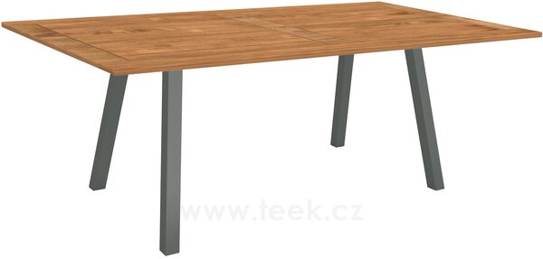 Stern Jídelní stůl Interno, Stern, obdélníkový 180x100x75 cm, profil nohou čtvercový, rám šedočerný (anthracite), deska teak