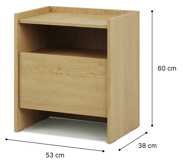 Noční stolek JAPANDI SN | 53 cm | dub cremona | bezúchytové otevírání