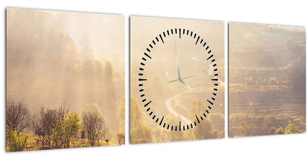 Obraz - Svítání (s hodinami) (90x30 cm)