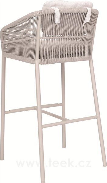 Stern Barové křeslo Jella, Stern, rám lakovaný hliník antracit mat, výplet lanko Stone, venkovní látka Pearl Grey