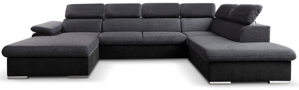 Sedací souprava COOL II | 191x343x220 cm | rozkládací + 2x úložný prostor | LEVÁ | šedo černá 23/15