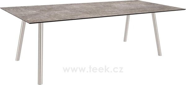 Stern Jídelní stůl Interno, Stern, obdélníkový 220x100x75 cm, profil nohou kulatý, rám nerez, deska HPL, Cement light