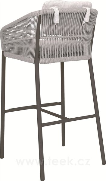 Stern Barové křeslo Jella, Stern, rám lakovaný hliník antracit mat, výplet lanko Stone, venkovní látka Pearl Grey