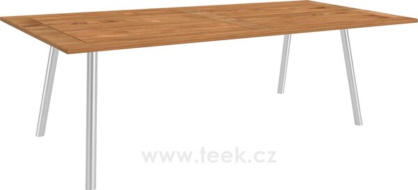Stern Jídelní stůl Interno, Stern, obdélníkový 220x100x75 cm, profil nohou kulatý, rám nerez, deska teak