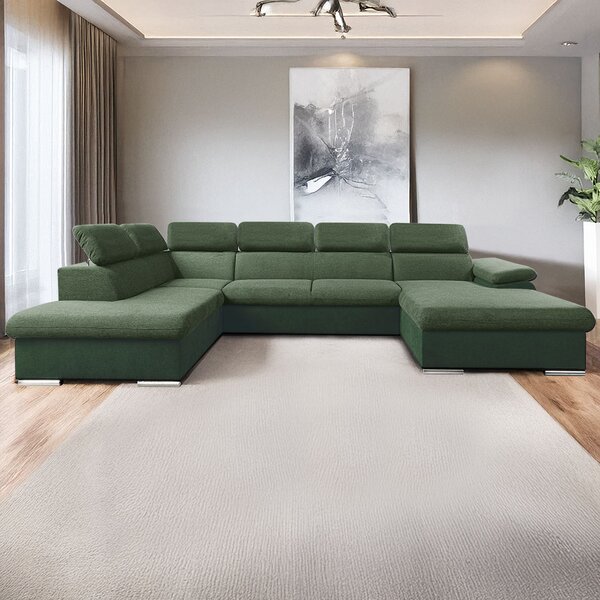 Sedací souprava COOL II | 220x343x191 cm | rozkládací + 2x úložný prostor | PRAVÁ | zelená 11/31