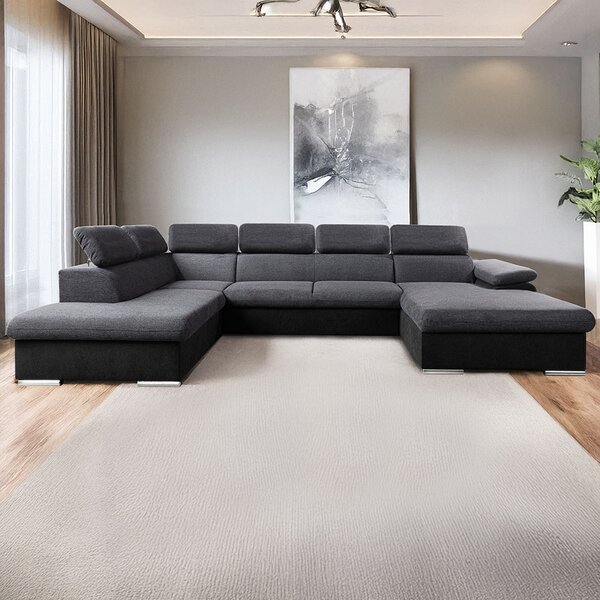 Sedací souprava COOL II | 220x343x191 cm | rozkládací + 2x úložný prostor | PRAVÁ | šedo černá 23/15