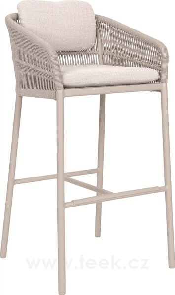 Stern Barové křeslo Jella, Stern, rám lakovaný hliník antracit mat, výplet lanko Stone, venkovní látka Pearl Grey