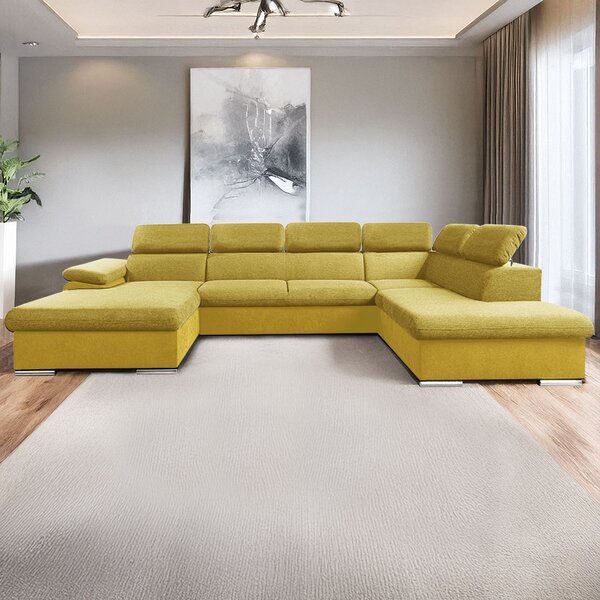Sedací souprava COOL II | 191x343x220 cm | rozkládací + 2x úložný prostor | LEVÁ | žlutá 07/08
