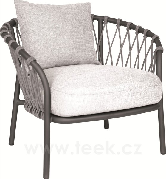 Stern Nízké křeslo Klea s nízkou opěrkou, Stern, rám hliník antracit, výplet lanko Stone, sedáky 100% akryl Vanilla