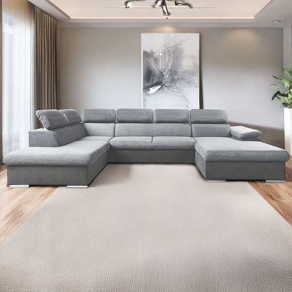 Sedací souprava COOL II | 220x343x191 cm | rozkládací + 2x úlož. prostor | PRAVÁ | světle šedá 18/14