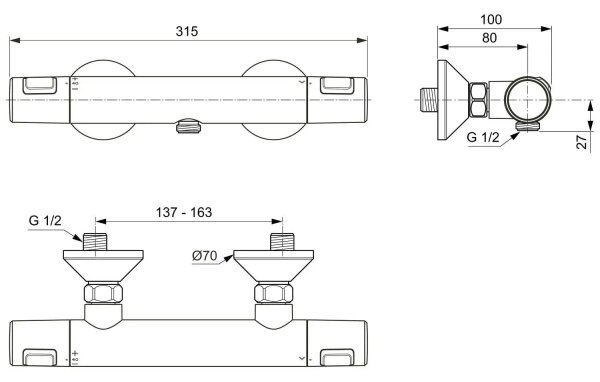 Ideal Standard A7201AA-Termostatická sprchová baterie CERATHERM T25 lesklý chrom
