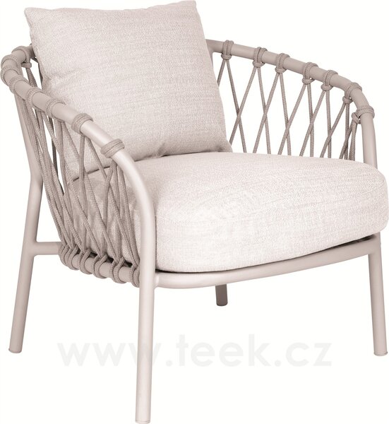 Stern Nízké křeslo Klea s nízkou opěrkou, Stern, rám hliník antracit, výplet lanko Stone, sedáky 100% akryl Vanilla