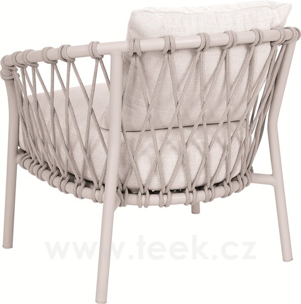Stern Nízké křeslo Klea s nízkou opěrkou, Stern, rám hliník antracit, výplet lanko Stone, sedáky 100% akryl Vanilla