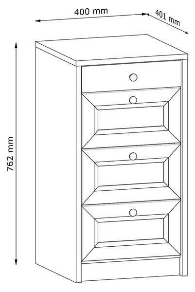 Komoda REL K4SW | 40 cm | bílá | lamino o síle 18 mm + ozdobné MDF lišty 18 mm