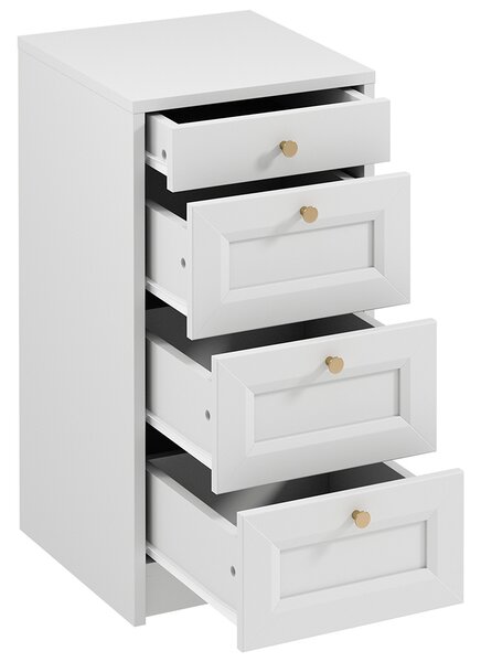 Komoda REL K4SW | 40 cm | bílá | lamino o síle 18 mm + ozdobné MDF lišty 18 mm