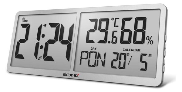 ELDONEX ECL-1110-SL - Digitální nástěnné hodiny TimeCheck 4xAA stříbrná