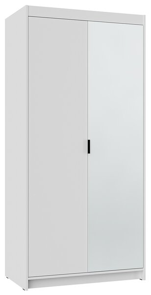 Šatní skříň ELENA 2D 1L + zrcadlo + nástavec | 89,7 cm | bílá