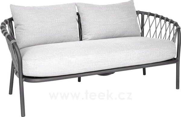Stern Pohovka 2-místná Klea, Stern, 151x54x46 cm, rám hliník antracit, výplet lanko Stone, sedáky 100% akryl Vanilla