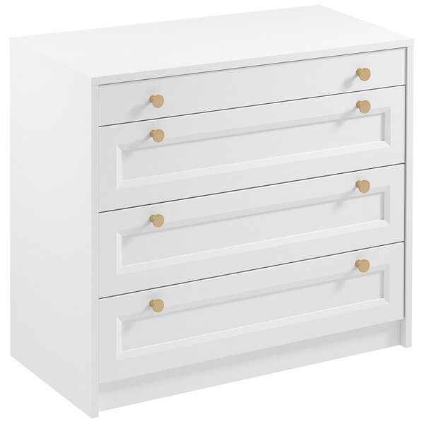 Komoda REL K4S | 90 cm | bílá | lamino o síle 18 mm + ozdobné MDF lišty 18 mm