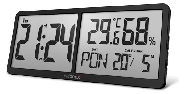 ELDONEX ECL-1110-BK - Digitální nástěnné hodiny TimeCheck 4xAA černá