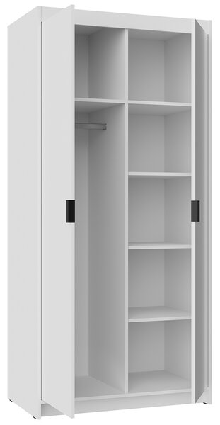 Šatní skříň ELENA 2D 1L + zrcadlo | 89,7 cm | bílá