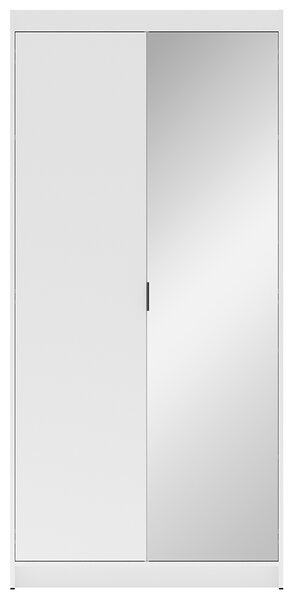 Šatní skříň ELENA 2D 1L + zrcadlo | 89,7 cm | bílá