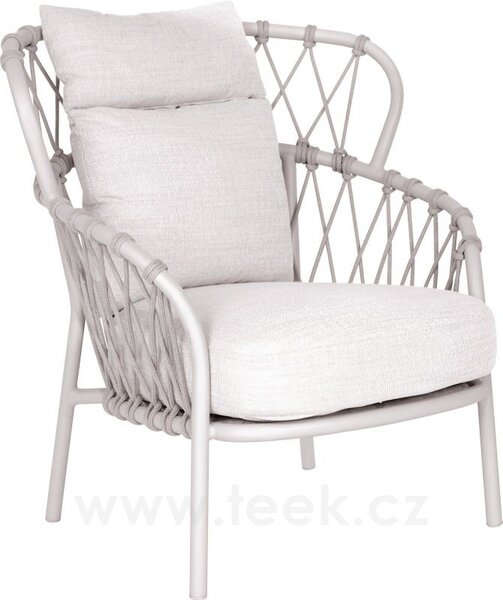 Stern Nízké křeslo Klea s vysokou opěrkou, Stern, rám hliník antracit mat, výplet lanko Stone, sedáky 100% akryl Pearl Grey