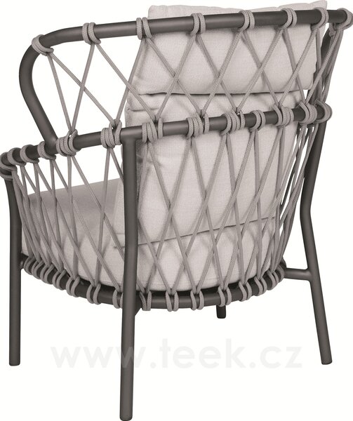 Stern Nízké křeslo Klea s vysokou opěrkou, Stern, rám hliník antracit mat, výplet lanko Stone, sedáky 100% akryl Pearl Grey