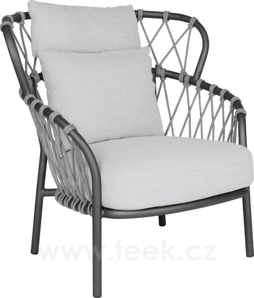 Stern Nízké křeslo Klea s vysokou opěrkou, Stern, rám hliník antracit mat, výplet lanko Stone, sedáky 100% akryl Pearl Grey